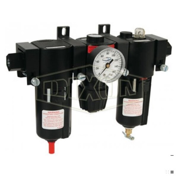 Wilkerson by Compact Combination Unit with Sight Glass, 1/2 in NPT Port, 64 SCFM Flow Rate, Zinc Bow